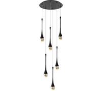 SXSKPP 6-Light Modern LED Crystal - Dimmable, Remote Control, Color Adjustable Ceiling Light for Living Room, Foyer, Entryway, Staircase, Elegant Pendant Fixture