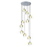 SXSKPP Modern creative chandelier 10 Glass Bubble Balls Staircase Duplex Building Multi Lights Pendant Light Villa Hollow Living Room Loft Rotating Long 45x150cm (Color : Silver, S