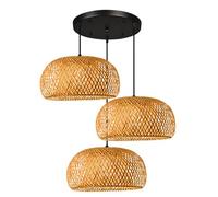 SXSKPP Modern creative chandelier 3-light Bamboo Hand-Woven Pendant Light Fixtures,Boho Rattan Farmhouse Wicker Hanging Lamp For Kitchen Island Restaurants Dining Living Room Bedro