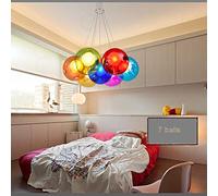SXSKPP Modern creative chandelier Colored Glass Ball Artistic Creative Bubble Lamp Modern Balls for Living Room Children's Bedroom Lamps Restaurant Pendant Lights LED Lighting (Color : 7
