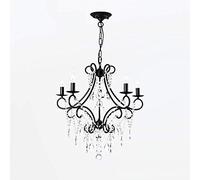 SXSKPP Modern Creative Chandelier Country Candle Iron Light Retro Pastoral Ceiling Apartment Living Room Bedroom Restaurant Dining Room,European Style Crystal/Black/5Light