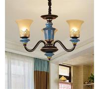 SXSKPP Modern creative chandelier European LuxuryLiving Room LED American Retro Ceramic Restaurant Bedroom Study Villa Hotel Cafe Pendent Lamp (E 3 Lights)