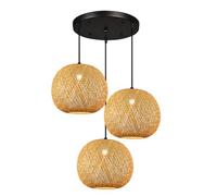 SXSKPP Modern creative chandelier Round Bamboo Lantern Pendant Lamp, Retro Japanese Style Woven 3-light Hanging Ceiling Lighting Fixture For Living Room Bedroom Restaurant Cafe Tea