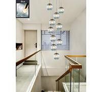 SXSKPP Modern creative chandelier Staircase Multi Lights Glass Balls Duplex Building Large Pendant Light Villa Hollow Living Room Small Apartment Loft Rotating Long (Size : 10 ball