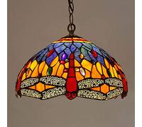 SXSKPP Modern creative chandelier Tiffany Style, Vintage Stained Glass Ceiling Light Fixtures with Lamp Shade,Retro Farmhouse Decoration Pendant Hanging Lighting for Living Room B