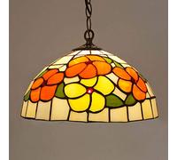SXSKPP Modern creative chandelier Tiffany Style, Vintage Stained Glass Ceiling Light Fixtures with Lamp Shade,Retro Farmhouse Decoration Pendant Hanging Lighting for Living Room B
