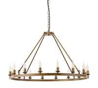 SXSKPP Modern creative chandelier Wagon Wheel In Faux Wood Finish 16-Light Round Farmhouse Pendant Light Fixtures For Living Room Store Coffee Semi Flush Mount Ceiling E12 Base