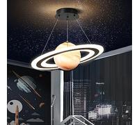 SXSKPP Modern Dimmable Led Space Theme,planet Glass Pendant Lights,cartoon Astronaut Hanging Lamps,led Ring,kids Room Lighting Fixtures For Boy And Girl Bedroom