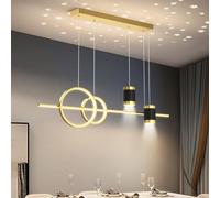 SXSKPP Modern Linear Led Pendant Light,dimmable With Spotlights,adjustable Hanging Light Fixture For Kitchen Island,ceiling Star Sky Projection Dining Table Bedroom