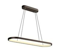 SXSKPP Oval LED Pendant Light Aluminum Linear Suspended Adjustable Ceiling Hanging for Living Room Dining Table Office,Black+WarmWhite-120×20cm