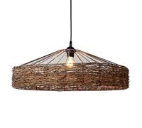 SXSLTSA Coastal Pendant Lighting Rattan Metal Basket Vintage Farmhouse Style Hanging Lamp with Black Lampshade for Dining Room and Bar Craftsmanship