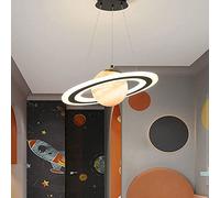 SXSLTSA Creative Planet LED Pendant Light For Kids Room Dimmable Saturn Glass Globe Space Theme Hanging Ceiling Lamp Children‘s Bedroom, Nursery & Playroom Decor