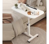 SXSLTSA Height Adjustable Rolling Overbed Table with Wheels Tilting Tray for Laptop Sofa Side Bianco Color White Legs Perfect Home Office & Study