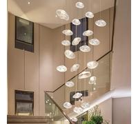 SXSLTSA High Ceiling Long Raindrop Light Foyer Chandeliers For Villa Living Room，Modern Glass Balls Spiral Staircase Lighting Cyan Color(Size:9Heads)