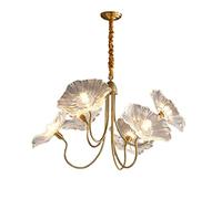SXSLTSA Lotus Leaf Pendant Light, Clear Glass Light,Modern Golden Nordic Lighting Fixtures, French Lighting, Classic Farmhouse, Restaurant, Kitchen Island
