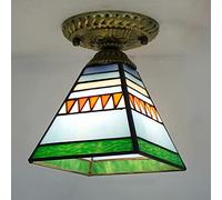 SXSLTSA Mini Ceiling Light Fixture,Tiffany Stained Glass Semi Flush Mount Lamp,Victorian Style Metal Base for Bedroom Kitchen Dining Living Room Hallway,15 Made in China