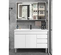 SXSLTSA Modern Floating Bathroom Vanity Cabinet Set with Ceramic Wall Mounted Mirror and Laundry Prep Hand Basin Stand 80"
