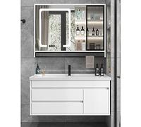 SXSLTSA Modern Floating Wood Bathroom Vanity Cabinet Set with Ceramic Wall Mounted Mirror and Laundry Prep Hand Basin Mount 70cm
