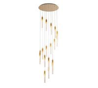 SXSLTSA Modern Living Room Chandelier 18-Light Gold Crystal Ceiling Pendant Lights LED Dimmable 90W Staircase Large Chandeliers for Entryway Lobby Foyer High