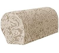 Sxspace 1 pair Stretch Armrest Covers Soft Sofa Armrest Covers Jacquard Spandex Arm Covers, Furniture Protector Covers Washable (Khaki)