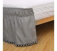 Sxspace Bed Skirt, Hotel, Elastic, Dust, Easy To Fit, Wrinkles, Light-Resistant, Equipped Valance-A (Light Grey, 137 cm x 190 cm)