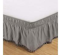 Sxspace Bed Skirt, Hotel, Elastic, Dust, Easy To Fit, Wrinkles, Light-Resistant, Equipped Valance-A (Light Grey, 99 cm x 190 cm)
