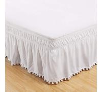 Sxspace Bed Skirt, Hotel, Elastic, Dust, Easy To Fit, Wrinkles, Light-Resistant, Equipped Valance-A (White, 137 cm x 190 cm)