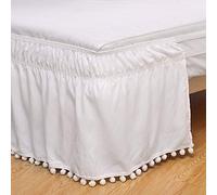 Sxspace Bed Skirt, Hotel, Elastic, Dust, Easy To Fit, Wrinkles, Light-Resistant, Equipped Valance-A (White, 99 cm x 190 cm)