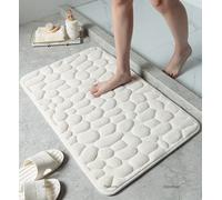 Sxspace Cobblestone Embossed Bath Rugs Mat Bathroom Floor Mat Set Memory Foam Bathmat Non Slip Washable Carpet (50x80cm/20*31inch, Milk white)