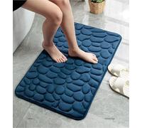 Sxspace Cobblestone Embossed Bath Rugs Mat Bathroom Floor Mat Set Memory Foam Bathmat Non Slip Washable Carpet (50x80cm/20 * 31inch, Dark Blue)