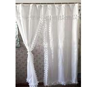 Sxspace Shower Curtain Waterproof Anti-Mould with 12 Shower Curtain Rings Polyester 72 x 72 Inch White Lace Bathroom Curtain