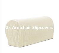 Sxspace Sofa Armrest Protectors for Armchairs, Sofas, Non-Slip Armchair, 2PCS/Set Fleece Premium Armrest Covers Stretchy Chair Sofa Couch Arm Protector Stretch Fit (Ivory White)