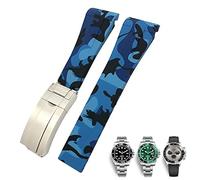 SXSWCH 20mm 21mm Rubber Watch Strap Fit for Submariner Daytona GMT Hamilton Curved end Sport Watchband (Color : Black Green, Size : 21mm)