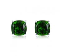 SXSWCH 3.29ct genuine peridot 925 stud earrings cushion 7mm green gems fine elegant jewelry