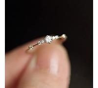 SXSWCH 4mm 14K Gold Plated CZ Wedding Bands for Women Dainty Love Heart Stackable Cubic Zirconia Half Eternity Engagement Rings for Her Wedding Eternity Band Trendy Simple Baguette Ring Size 8