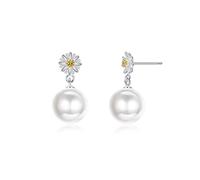 SXSWCH 925 Small Daisy Women's Pendant Pearl Ladies Fashion Elegant Party Jewelry high-end Earrings