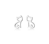 SXSWCH 925 Small Hollow Cat Earrings Ladies Cute Sterling Animal Earrings Fashion Party Jewelry Earrings High-end earrings
