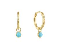 SXSWCH 925 Sterling Silver Turquoise Drop Earring, 18K Gold Plated Circle Dangle Earrings, Vintage Huggie Hoop Dangling Earrings, Jewelry for Women