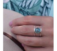 SXSWCH 925 Sterling Silver Women's New Exaggerated Round Large Imitation Shell Ring Huge Imitation Shell Wedding Anniversary Ring Size 9