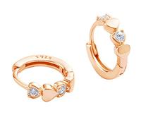 SXSWCH Double Love Heart Cubic Zirconia Small Hoop Earrings for Women Girls 925 Sterling Silver Cartilage Tiny Cute Huggie Hoops Hypoallergenic Nickel Free Holiday Jewelry Gifts for Her Rose Gold Tone