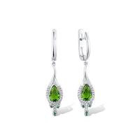 SXSWCH earrings for women sparkling green spinel white cubic zirconia fine jewelry