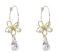 SXSWCH Elegant Crystal Water Drop Ring Earrings are not Easy to Fall Off, Flowers, Ladies, Handmade Flower Jewelry