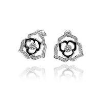 SXSWCH elegant green rose fashion women's diamond stud earrings/anti-allergic/shine/diamond/crystal transparent/zirconia,colour:c