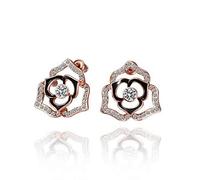SXSWCH elegant green rose fashion women's diamond stud earrings/anti-allergic/shine/diamond/crystal transparent/zirconia,colour:c
