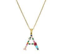 SXSWCH Fashion Purple Red Green Yellow Crystal A-Z Letter Pendants and necklaces Color Necklace For Women