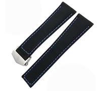 SXSWCH for Carrera AQUARACER 20mm 22mm Watch Bracelets Canvas Nylon Leather Watch Strap Fold Buckle Black Watch Band (Color : Black Blue Rose, Size : 22mm)