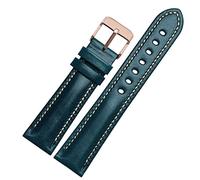 SXSWCH for Classic General Purpose Plain Weave Watch Band Fashion Brand Strap 18mm 20mm 21mm 22mm Genuine leahther Wristband (Color : Green-Rose Gold, Size : 22mm)