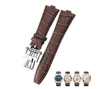 SXSWCH for Vacheron Constantin Overseas Black Blue Brown Bamboo Grain Watch Bands 25mm Genuine Leather Convex Interface Watch Strap (Color : 10mm Gold Clasp)
