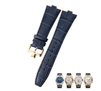 SXSWCH for Vacheron Constantin Overseas Black Blue Brown Bamboo Grain Watch Bands 25mm Genuine Leather Convex Interface Watch Strap (Color : 10mm Gold Clasp)