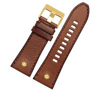 SXSWCH Genuine Leather watchband for Diesel Watch Belt DZ4476/4482 DZ7408 7406 4318 Strap 22 24 26 28mm Large Size Men Wrist Watch Band (Color : 15 Brown Gold, Size : 24mm)